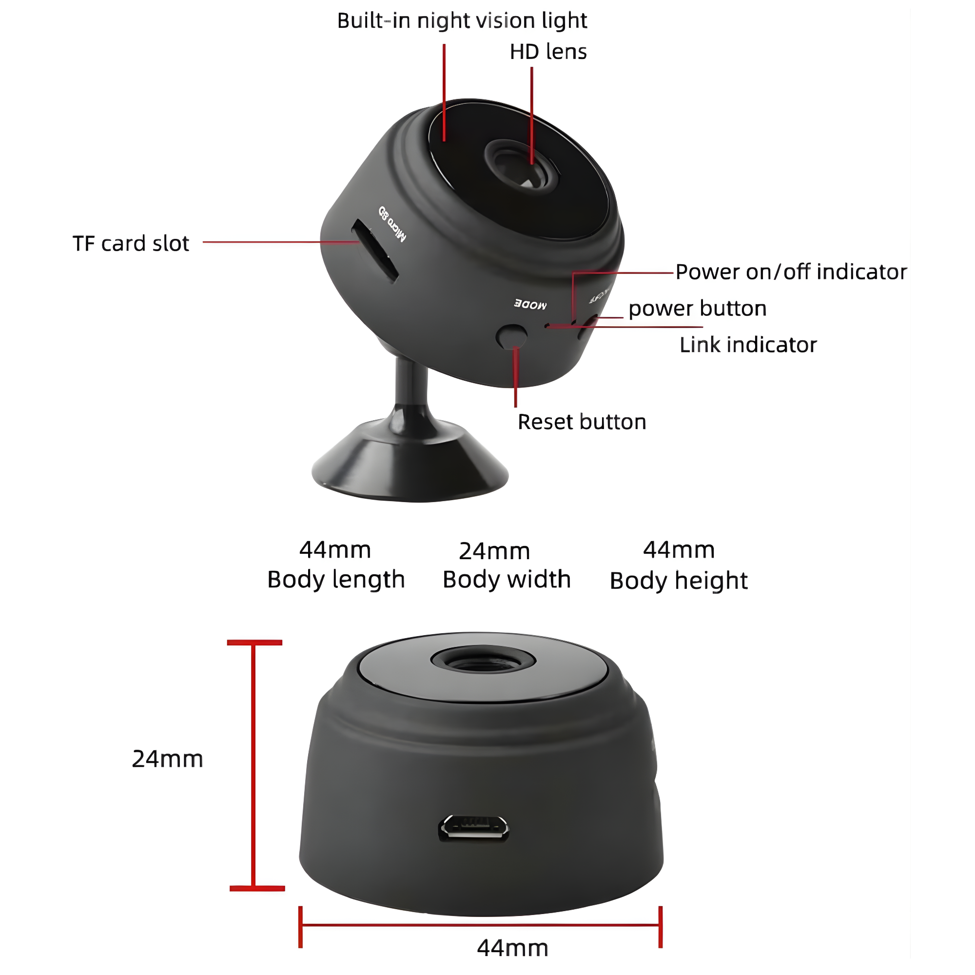 Mini Cámara Ip Wifi Espia 1080p
